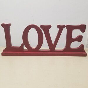 Red Wooden "LOVE" Freestanding Table Top Décor Sign
